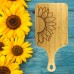 Sunflower Wooden Cutting Board with handle, Organically Grown Bamboo Cutting Board, Laser Etched